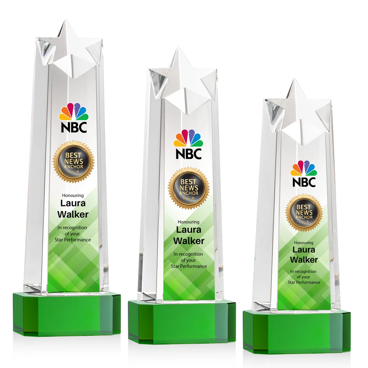 Delaware Star VividPrint™ Award on Base - Green 1