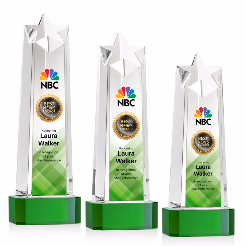 Delaware Star VividPrint™ Award on Base - Green