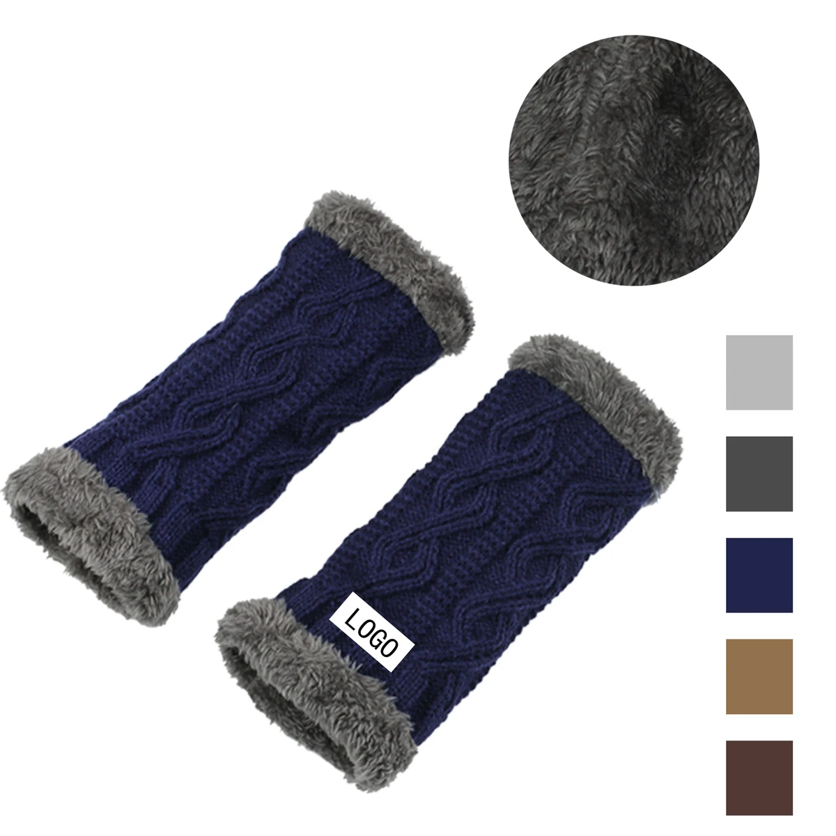 Autumn And Winter Knitted Thick Bare Finger Wrist Gloves 1