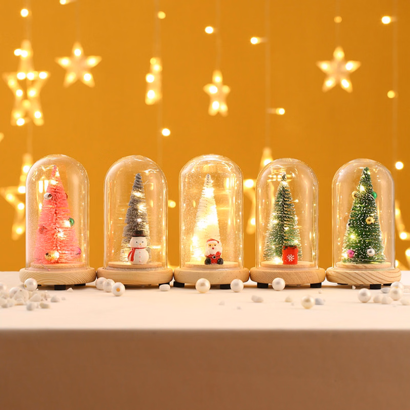 Glass Cover Luminous Christmas Tree Ornaments
