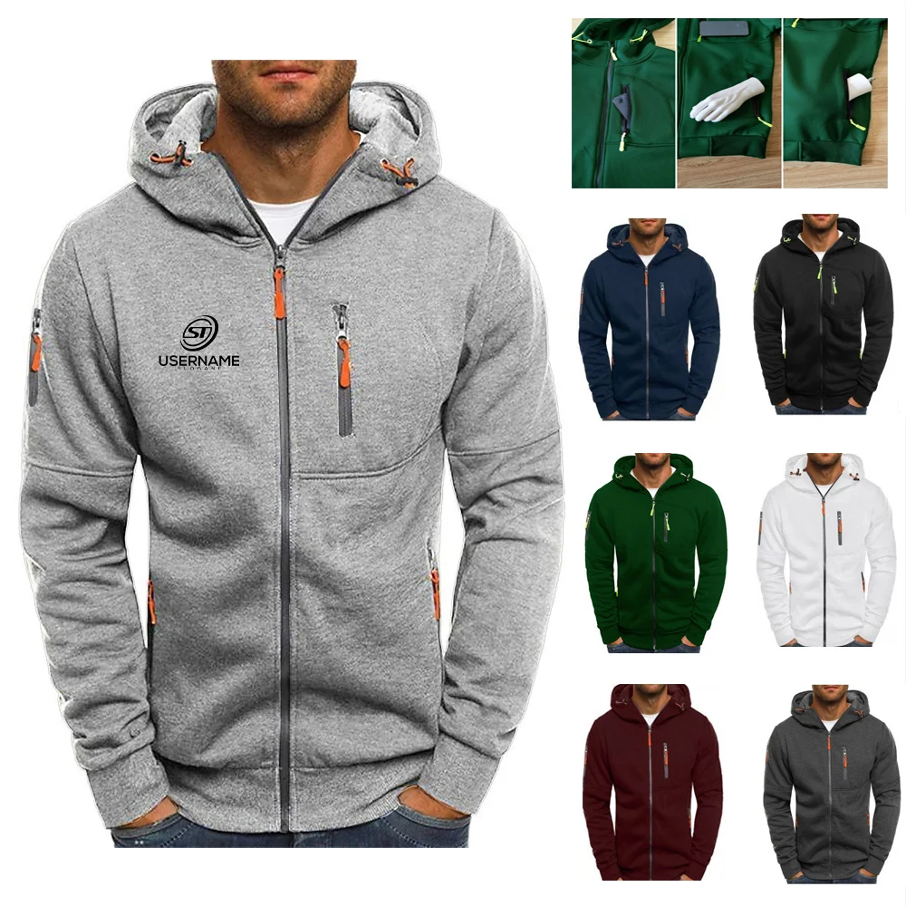 Men's Sweatshirt Jacke Full Zip Hoodie with Zip Pockets, custom hoodie or sweatshirt with logo imprint 1