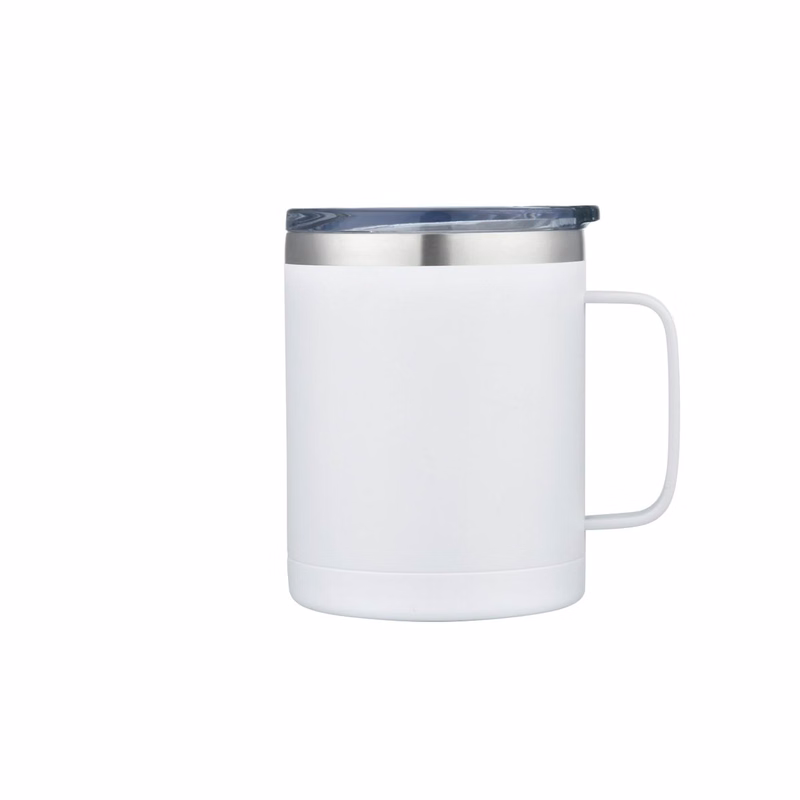 Endura 14 oz White SS Vacuum Camping Mug W/ Handle