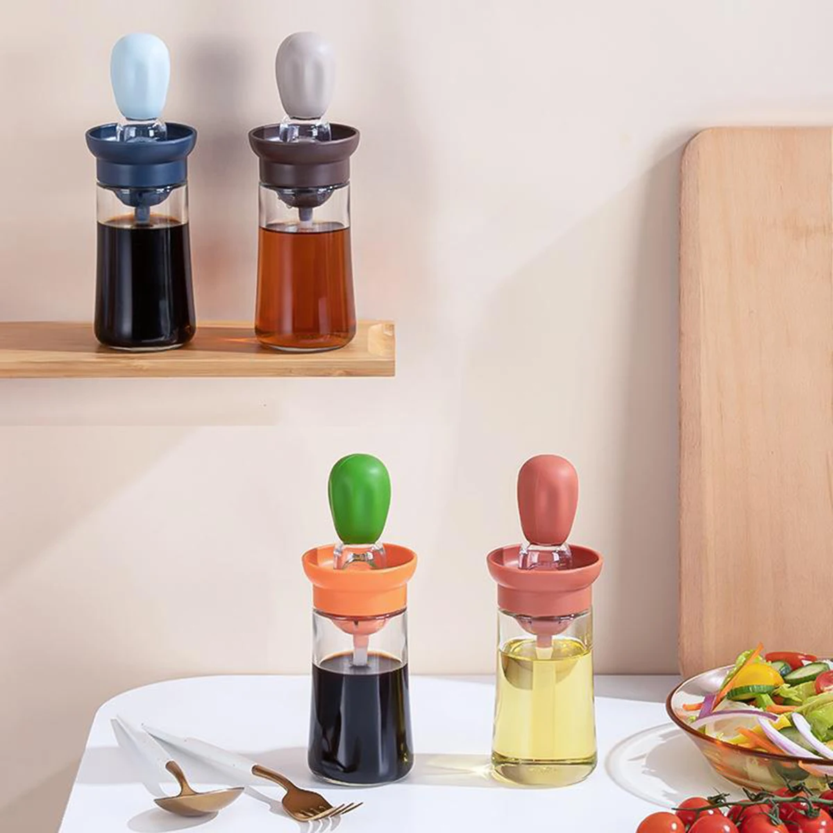 Kitchen Glass Olive Oil Dispenser Bottle With Silicone Brush 1