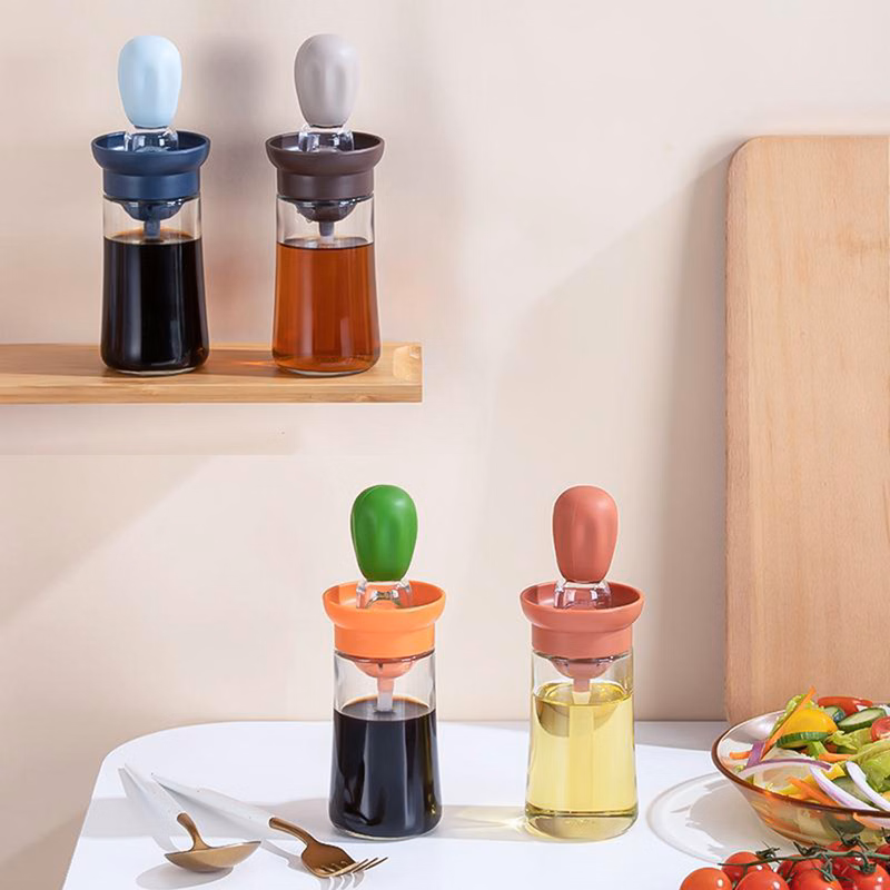 Kitchen Glass Olive Oil Dispenser Bottle With Silicone Brush