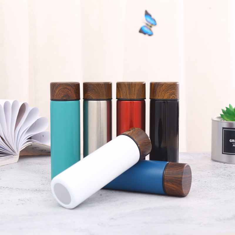 Mini Pocket Mug With Wooden Grain Lid