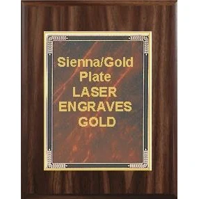 7" x 9" Classic Walnut Finish Plaque with a Sienna Marble Mist Plate 1