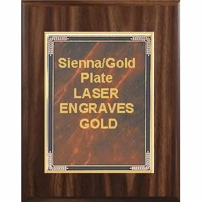 7" x 9" Classic Walnut Finish Plaque with a Sienna Marble Mist Plate