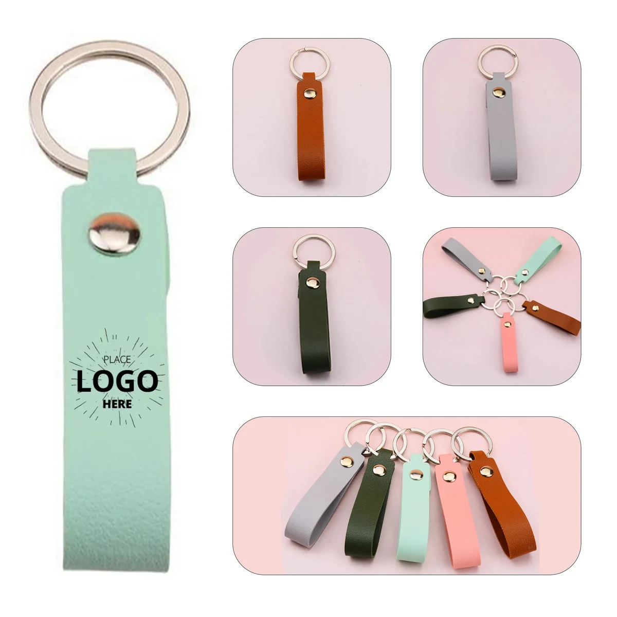 Strip Shaped Leather Keychain 1