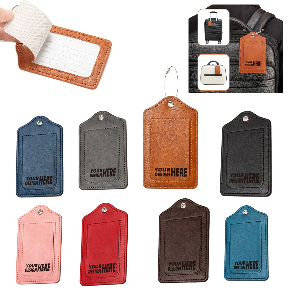 MOQ100 Leather PU Luggage Tag 1