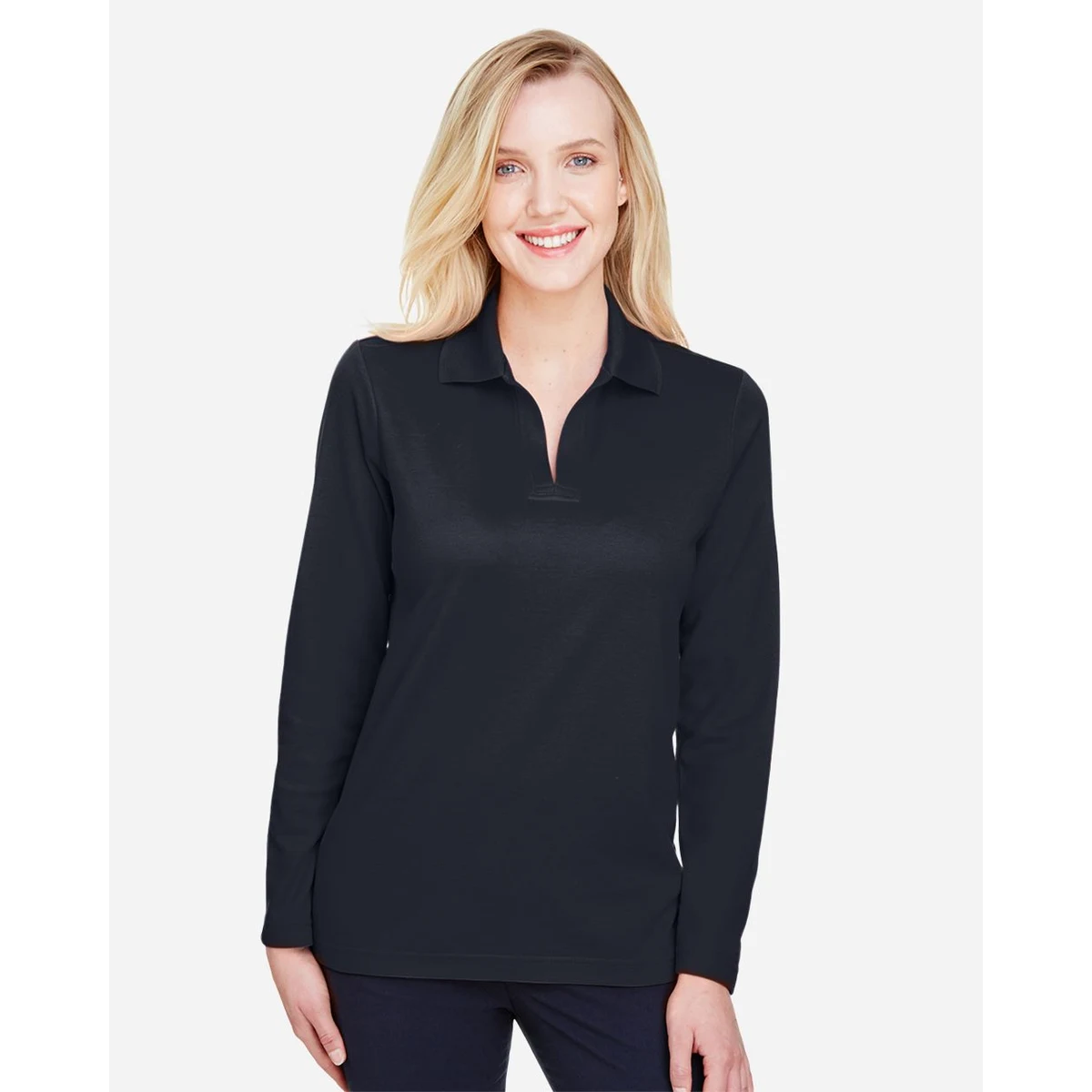 Women's CrownLux Performance® Plaited Long Sleeve Polo - DG20LW 1