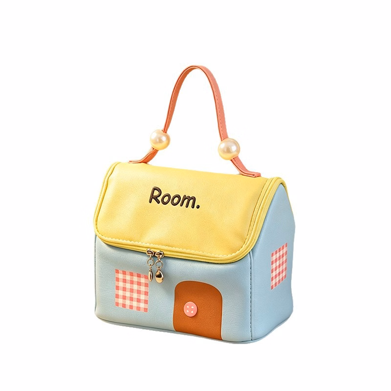 Dopamine-Style House-Shaped Cosmetic Bag
