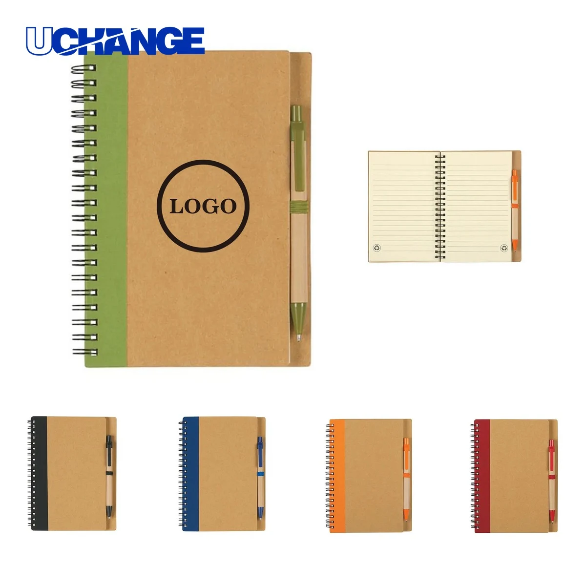 Kraft Cover Spiral Notebook Journal and Pen Set 1