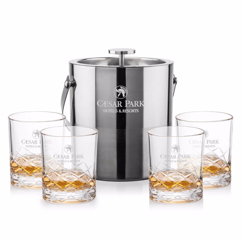 Catania Ice Bucket & Brentwood On-the-Rocks Set