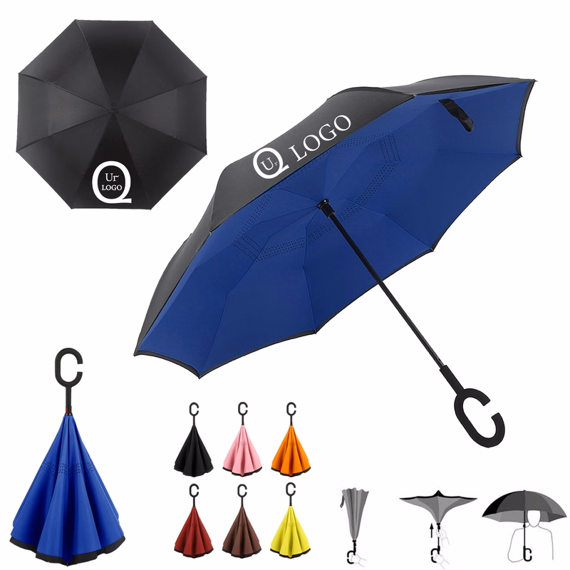 49 Inch Arc Inverted Reverse Umbrella W/C-Shape Handle