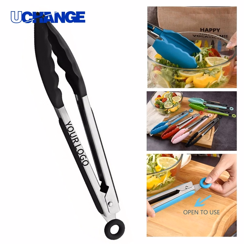 Stainless Steel Silicone BBQ Tong Grilling Tool