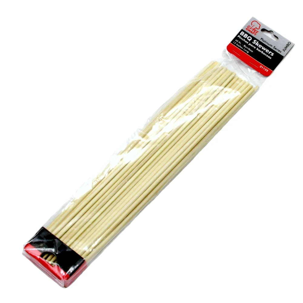 Heavy Duty BBQ Skewers - 40 Pack Bamboo 12" 1