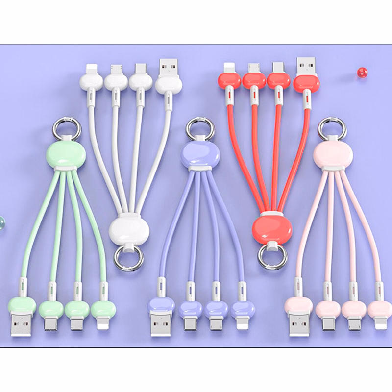 Vibrant Multi-Port Charging Cable Keychain