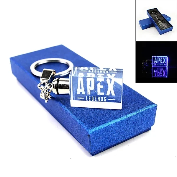 Rectangle Crystal Keyring With Led Light 1