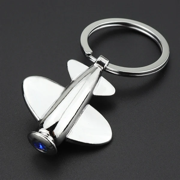 Custom Metal Aircraft Keychain with Rhinestones — Premium Aviation & Travel Gift Item 1