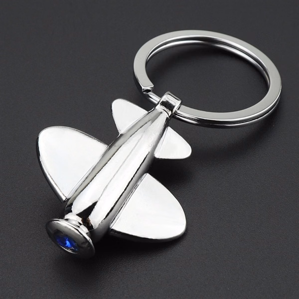 Custom Metal Aircraft Keychain with Rhinestones — Premium Aviation & Travel Gift Item