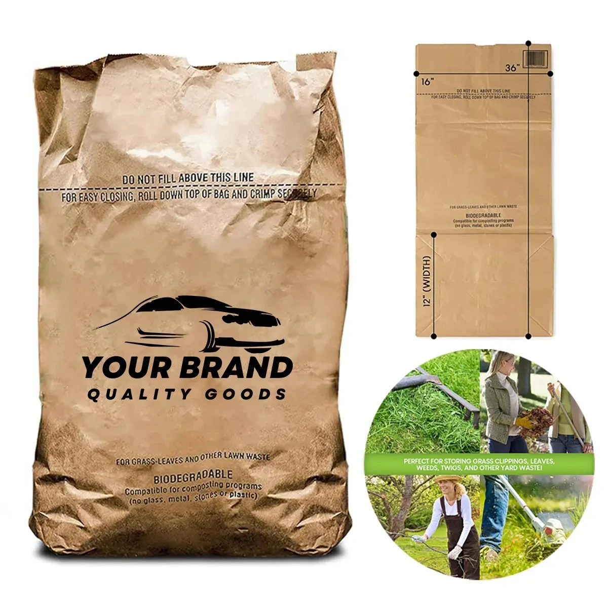 30 Gallon Kraft Lawn Leaf Bag Eco-Friendly Large Trash Pouch 1
