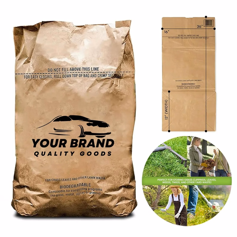 30 Gallon Kraft Lawn Leaf Bag Eco-Friendly Large Trash Pouch