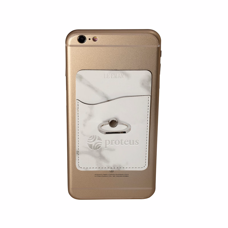 Marble Card Holder With Metal Ring Phone Stand