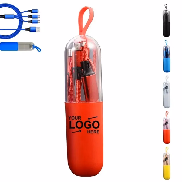 Custom 3-In-1 Nylon Charging Cable USB Lightning Type-C — Portable Tech Accessory