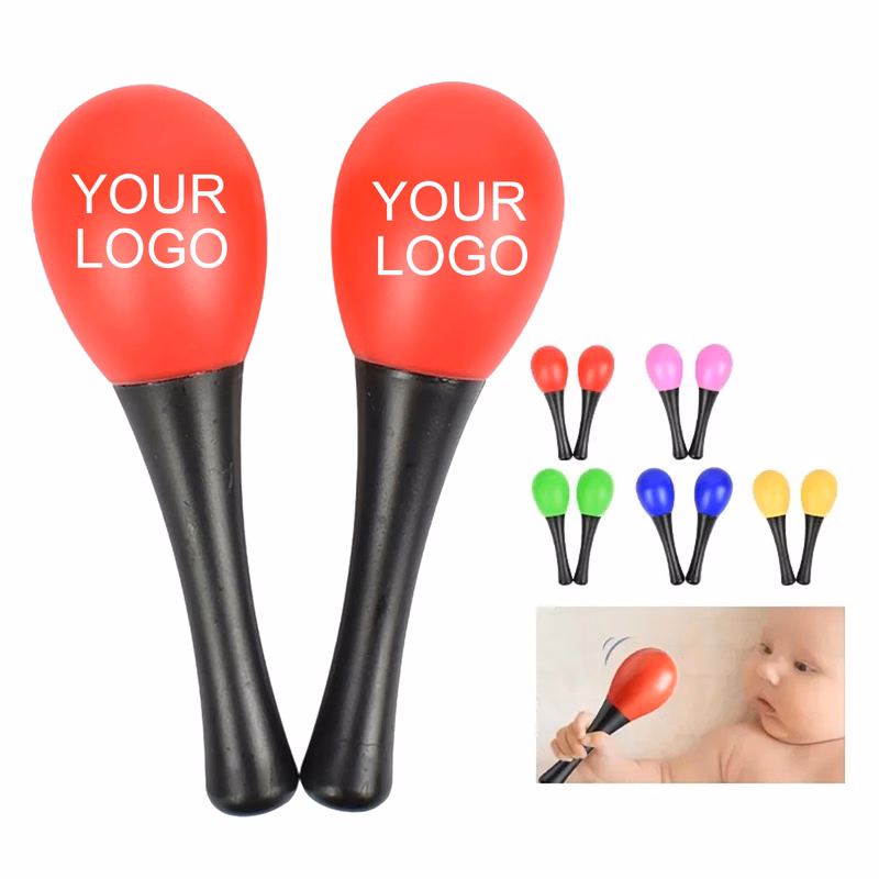 Plastic Maraca 1.5" x 4.93" with Black Handle for Kids