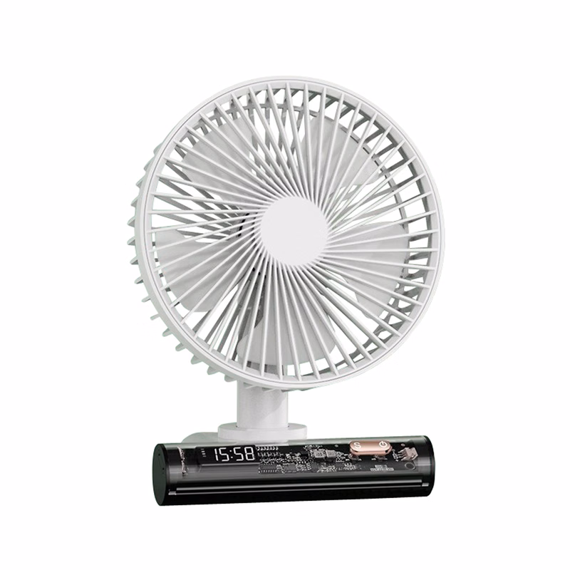 Small USB Desk Fan with Clock LED Display