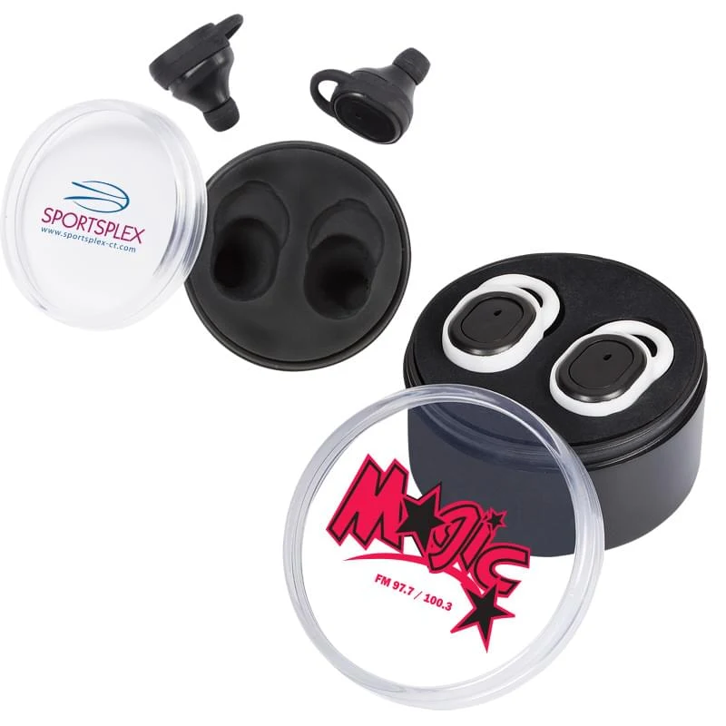 Bluetooth In-Ear Buds in Round Case 1