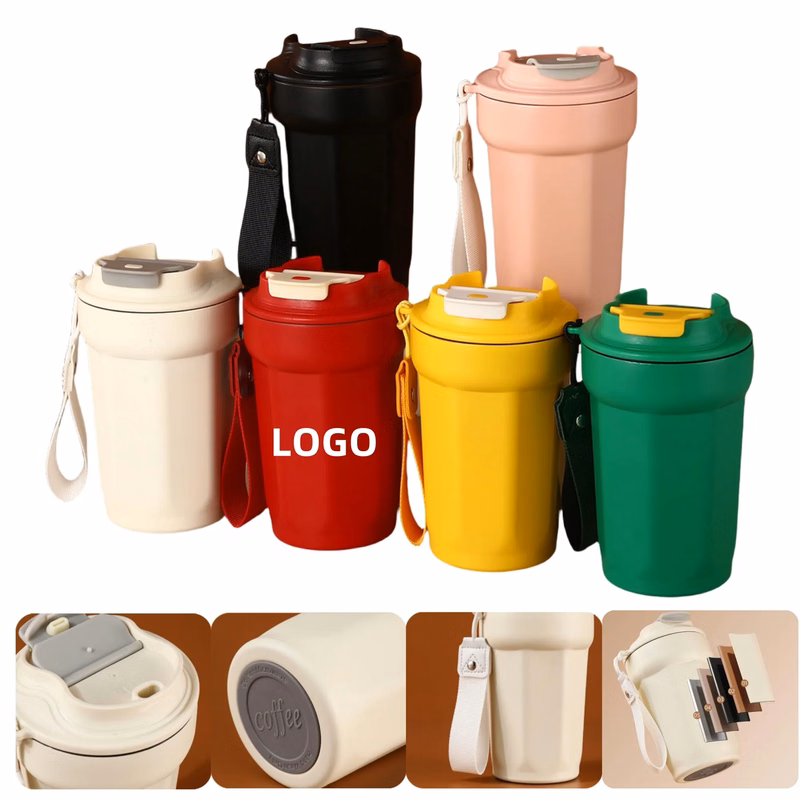 15oz 316 Stainless Steel Vacuum Coffee Cup With Lanyard