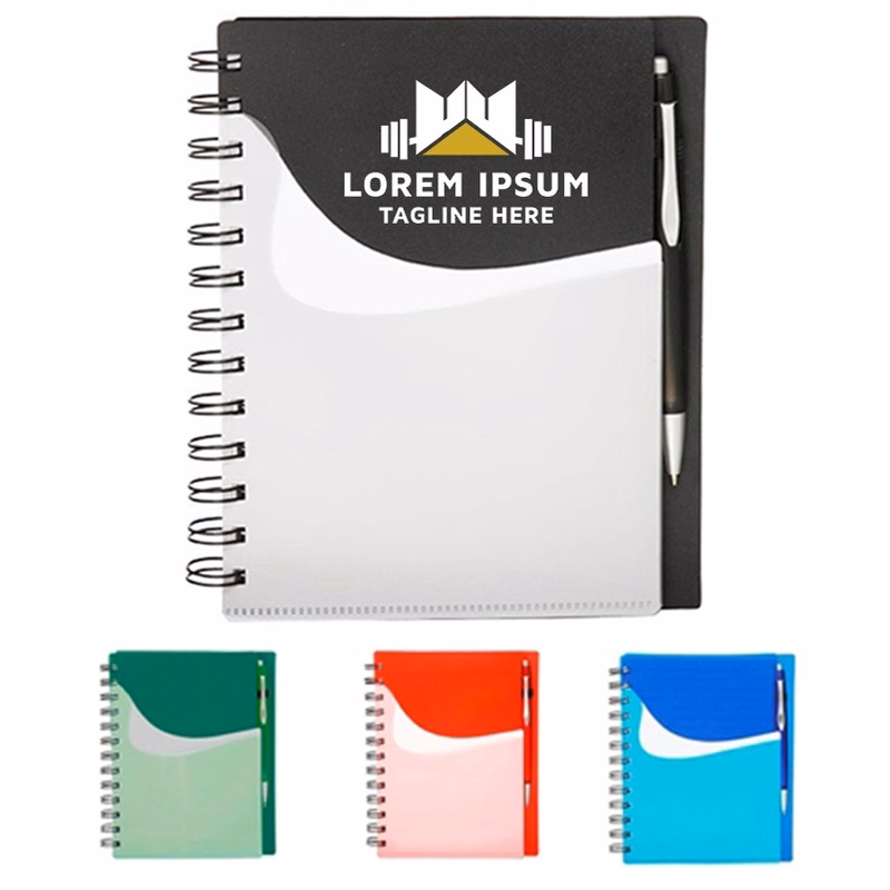 High End Two Tone Wave Notebook With Sliding Pocket