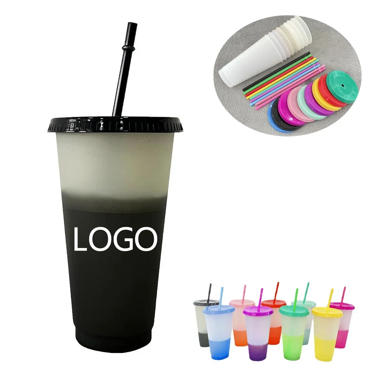 Color Changing PP Cups With Lid And Straw 1