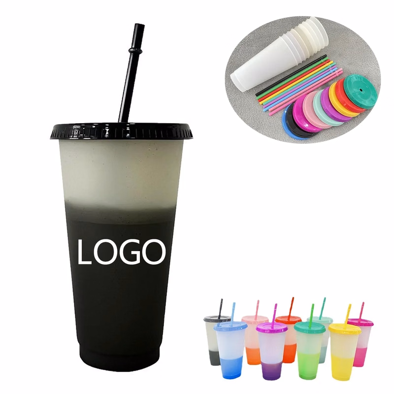 Color Changing PP Cups With Lid And Straw