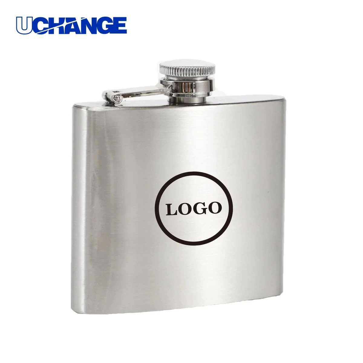 Stainless Steel Flask Container (6 OZ), custom water bottle with logo imprint 1