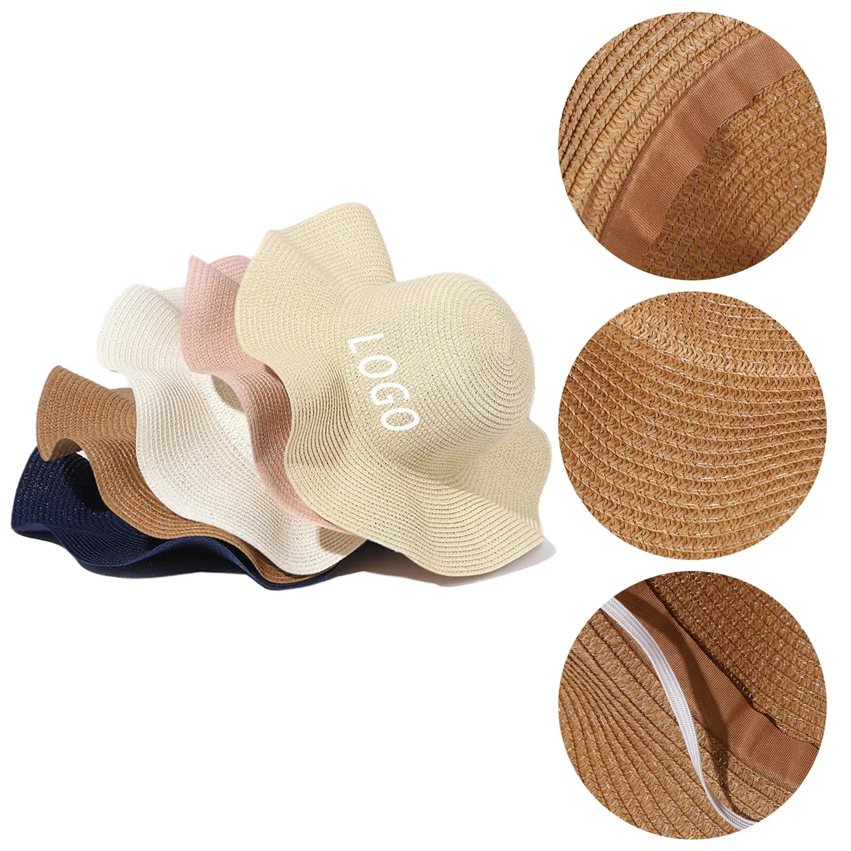 Full-Coverage Sun Hat With Logo For Beach, Hawaiian, Travel 1