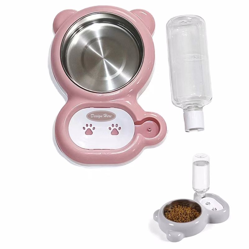 Pets Stainless Stee Bowl Set with Water Dispenser
