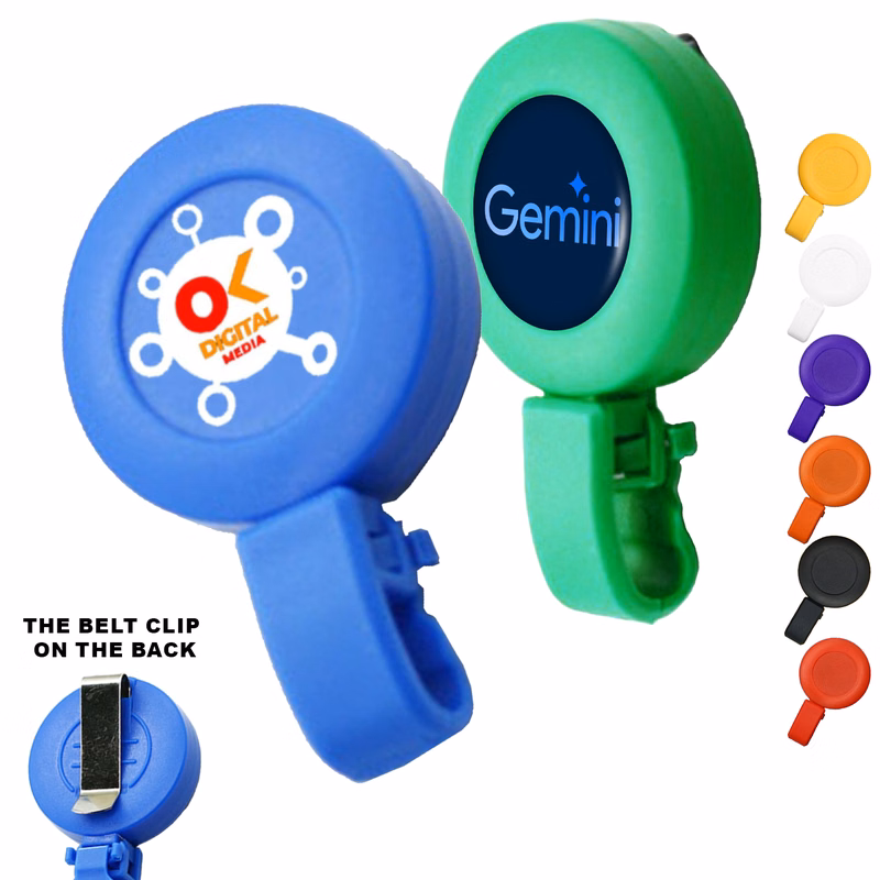 Retractable Round Badge Reel Holder w/ Plastic Foldable clip