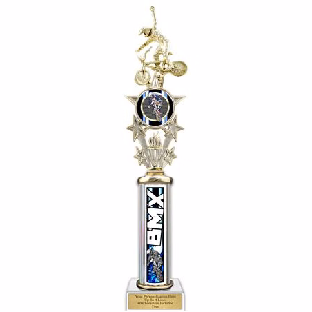 Trophy, 18" Action Matrix Blue BMX 1 column silver