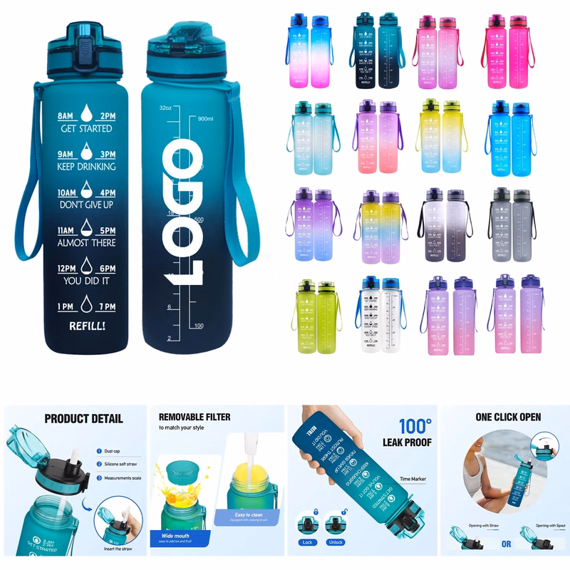 32 oz Water Bottle with Time Marker