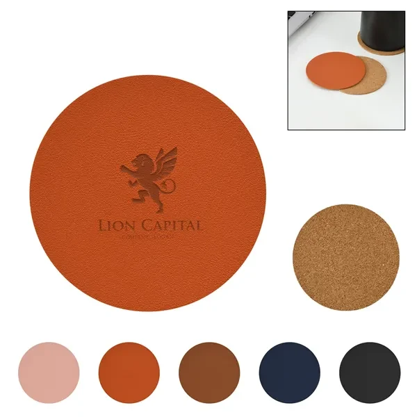 Cork Backing Leather Coaster 1
