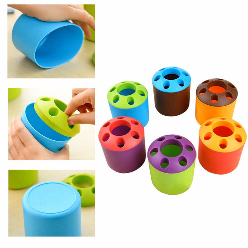 Porous Plastic Toothbrush Holder And Pen Holder Storage Bucket