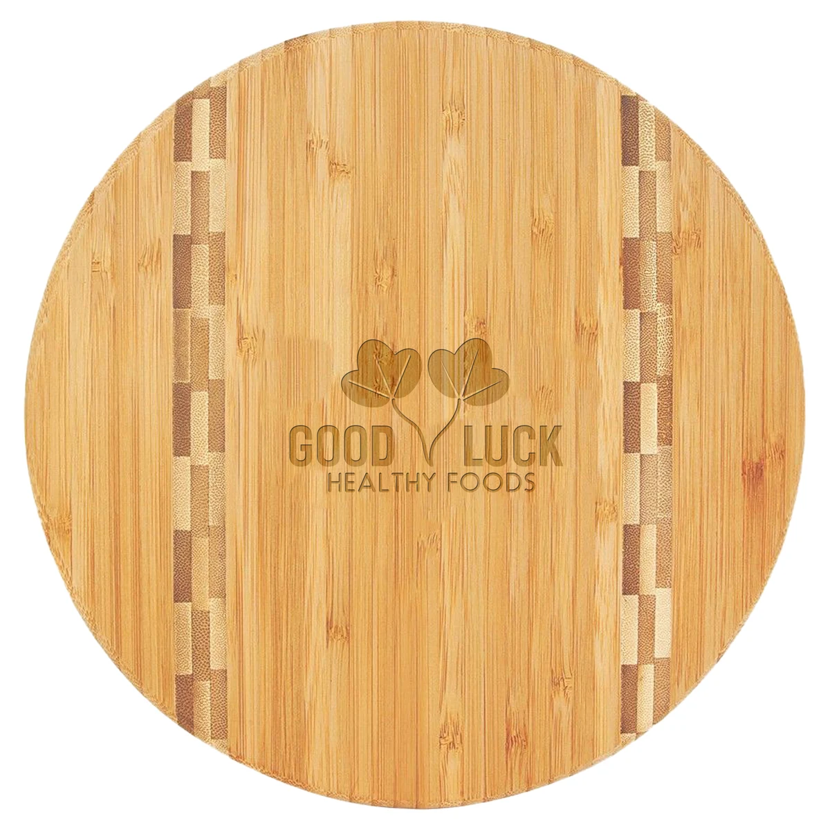 9 3/4" Round Bamboo Cutting Board with Butcher Block Inlay 1