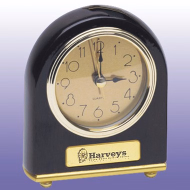 POLISHED BLACK ROSEWOOD CLOCK- ARCH STYLE