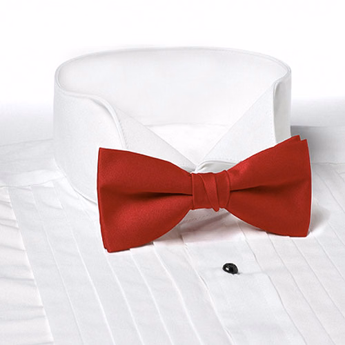Red Solid Color Bow Tie - Clip-on