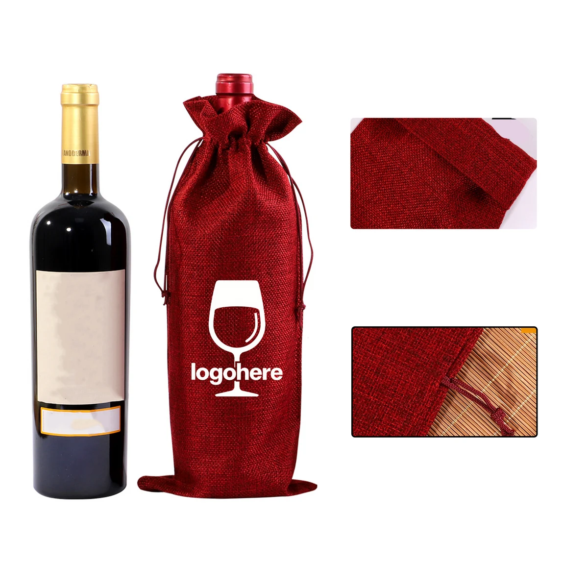 MOQ 50 Holiday Drawstring Wine Bottle Bag 1
