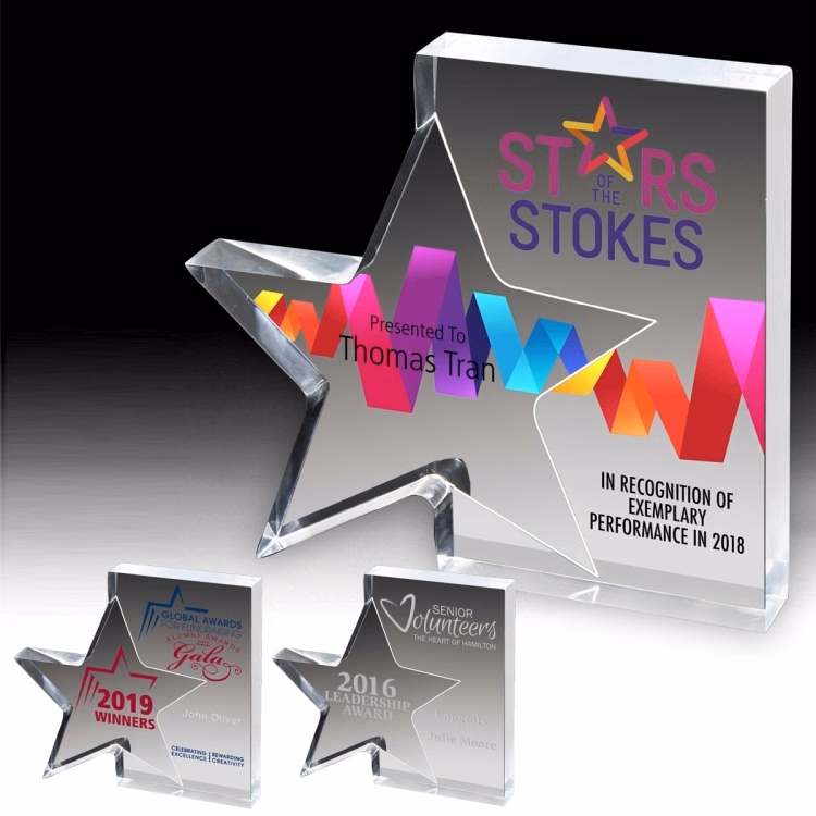Standing Star Award (7 3/4" x 7" x 1") - Laser Engraved