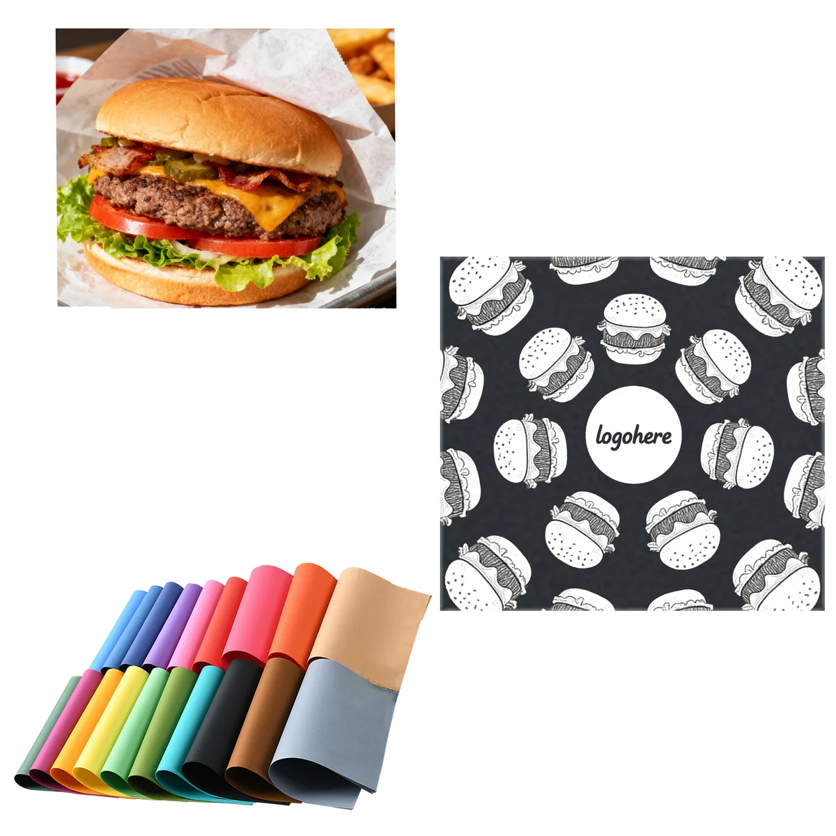 MOQ 1000 Colored Grease Proof Food Wrapping Sheets 1