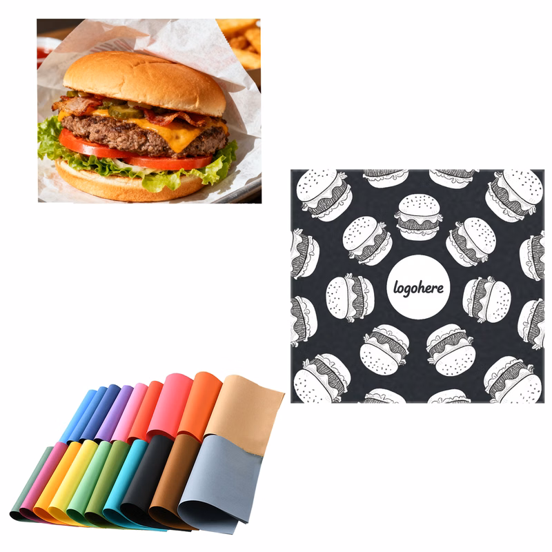MOQ 1000 Colored Grease Proof Food Wrapping Sheets